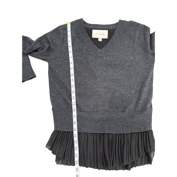 Brochu Walker Layered Sweater Wool Cashmere Pleated Hem Charcoal Gray Size XS - Picture 6 of 8